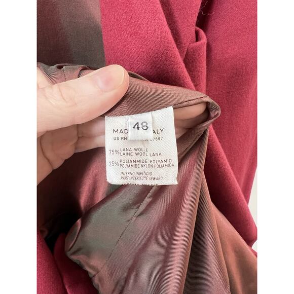 United Colors of Benetton Mens Italian Wool Blend Blazer Size 48 Burgundy Preppy - Picture 5 of 10